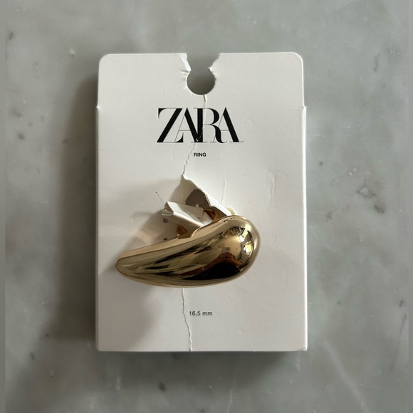 Zara Gold HORIZONTAL DROP RING NWT - Picture 7 of 9